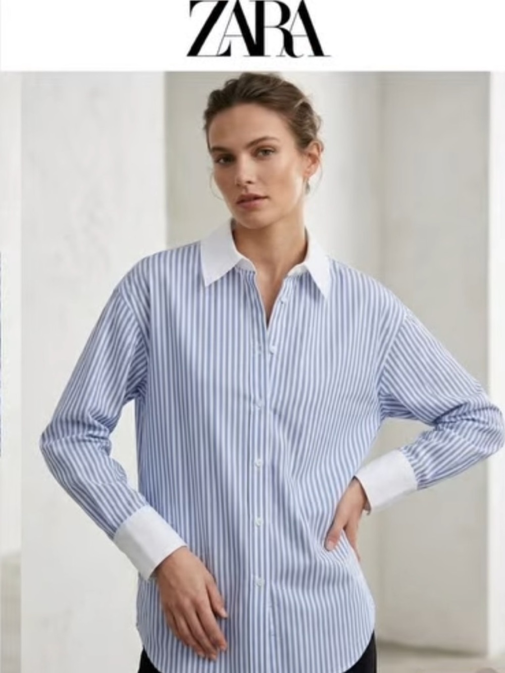ZARA STRIPED SHIRT WITH CONTRAST
COLLAR
